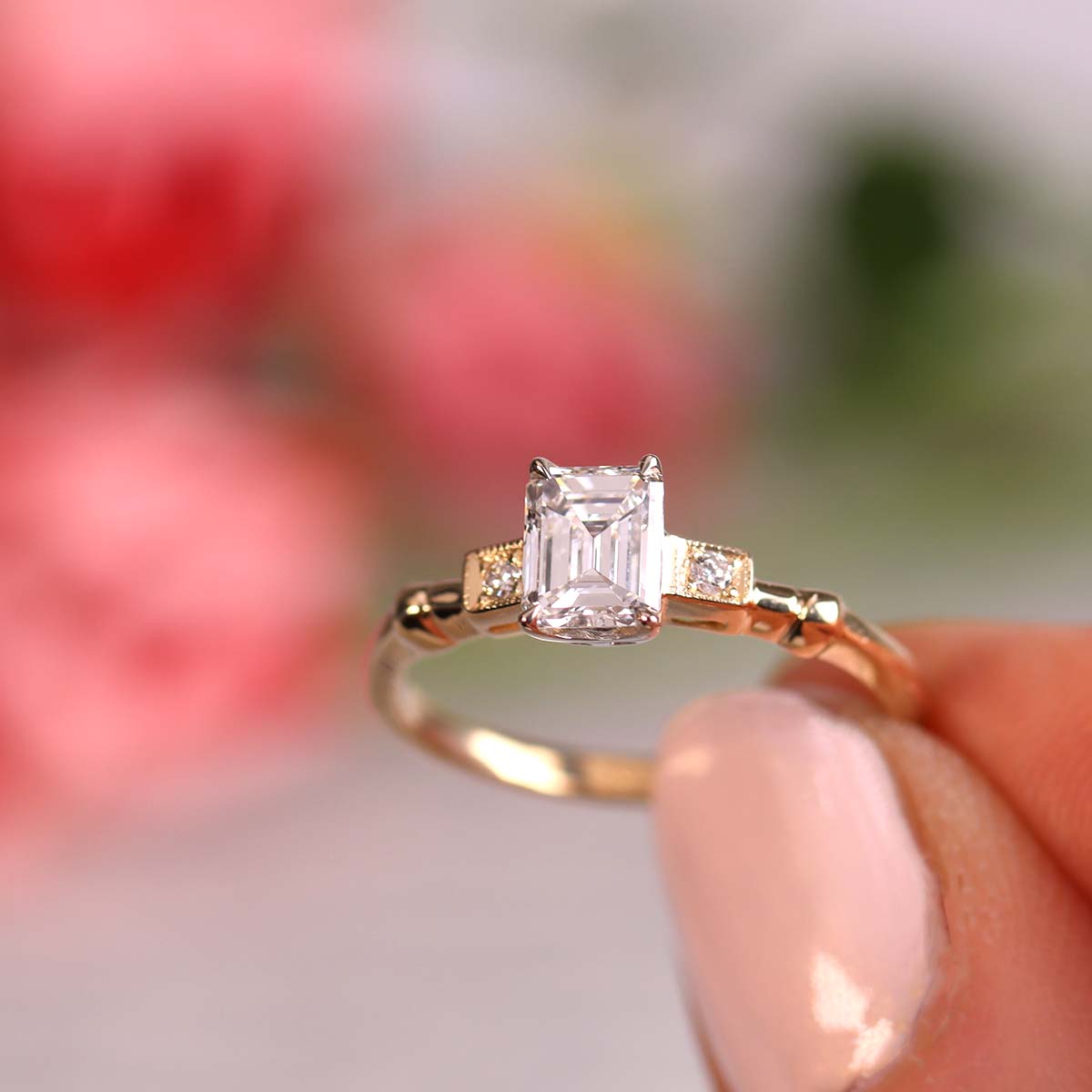 The Eleanor Emerald Cut Diamond Engagement Ring #3611-1 Default Title