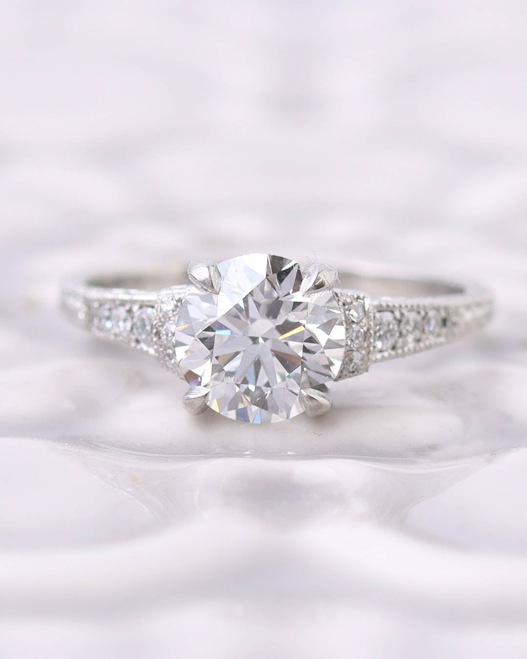 The Lily Platinum Engagement Ring #L3319-12 - Engagement Rings