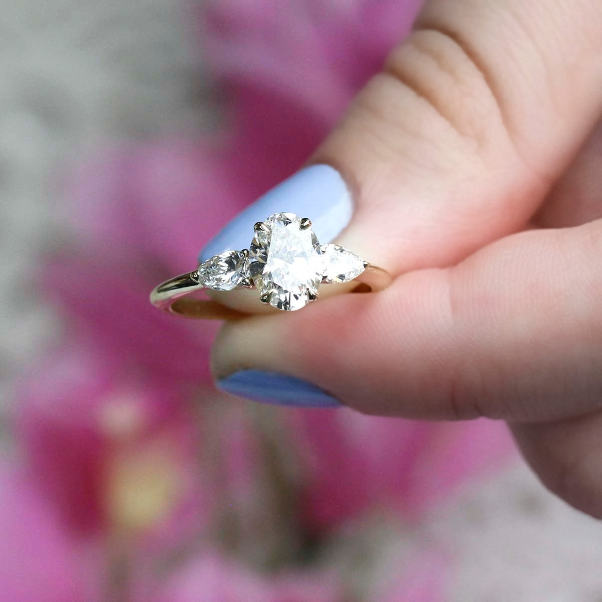 The Shelby Oval Three Stone Engagement Ring #3515-1 - Engagement Rings