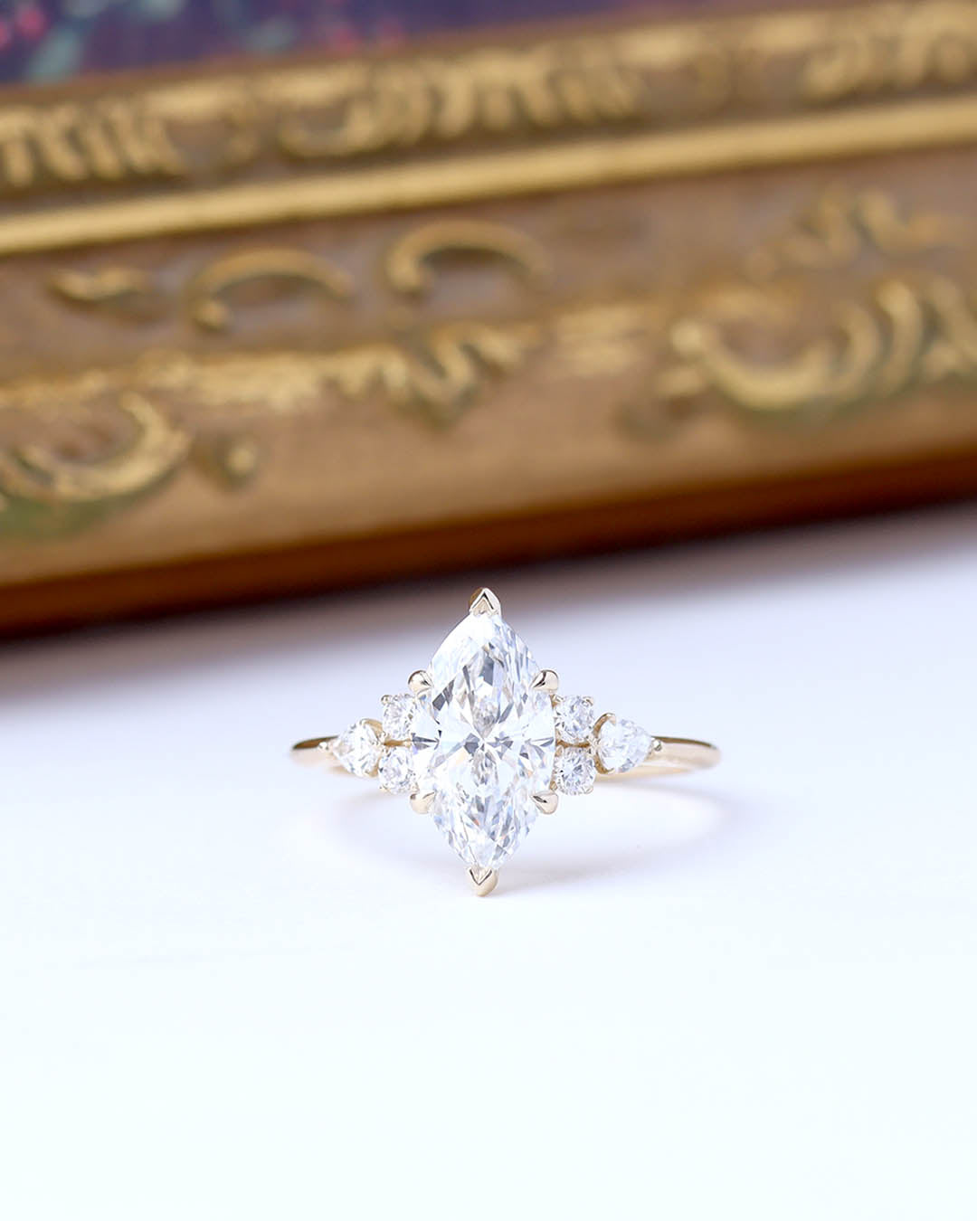 The Stella Jane Marquise Diamond Edwardian Inspired Engagement Ring #3642MQ-6 - Engagement Rings