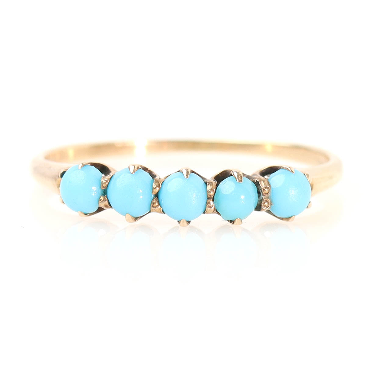 Victorian Turquoise Half-Hoop Five Stone Ring #VB250904 - Rings