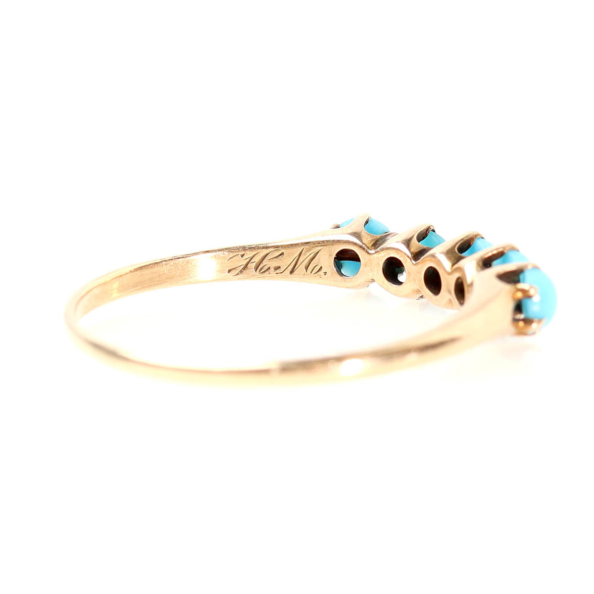 Victorian Turquoise Half-Hoop Five Stone Ring #VB250904 - Rings