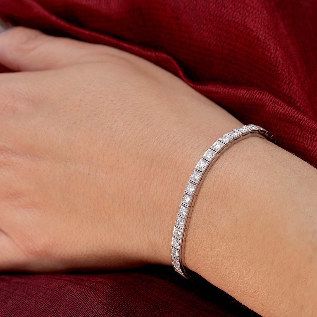 Vintage 1950 Platinum and Diamond Line Bracelet #VB240924-1 - Bracelets