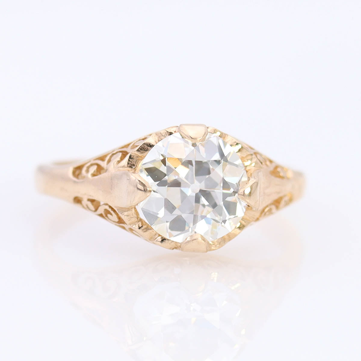 Vintage Filigree Old Cut Diamond Engagement Ring #3269Y14-1 - Engagement Rings