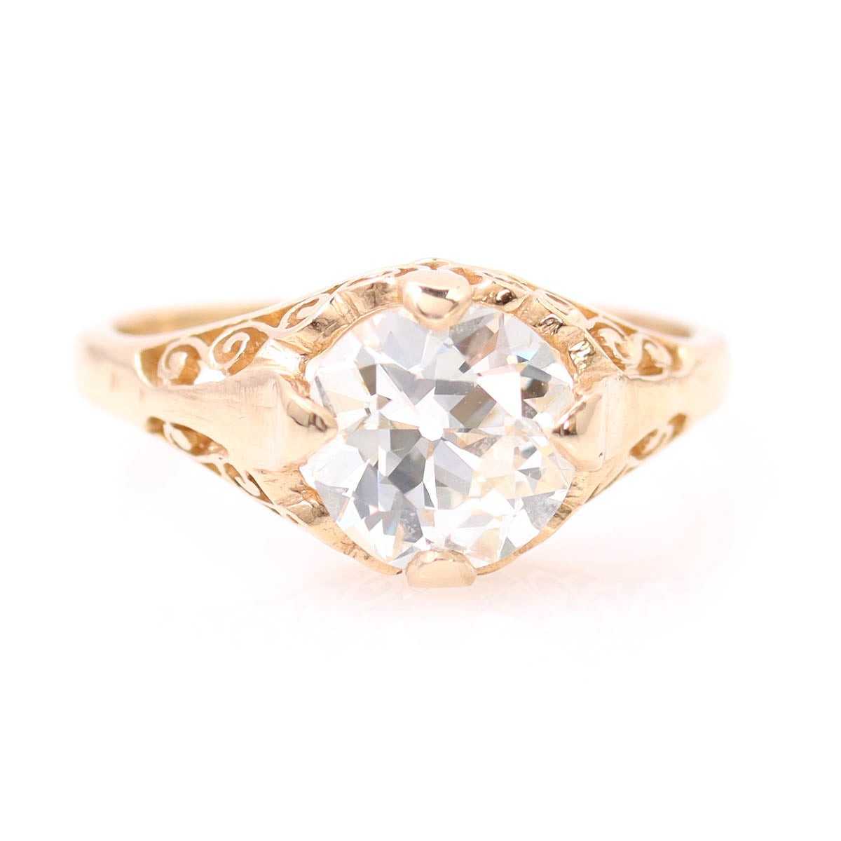 Vintage Filigree Old Cut Diamond Engagement Ring #3269Y14-1 - Engagement Rings
