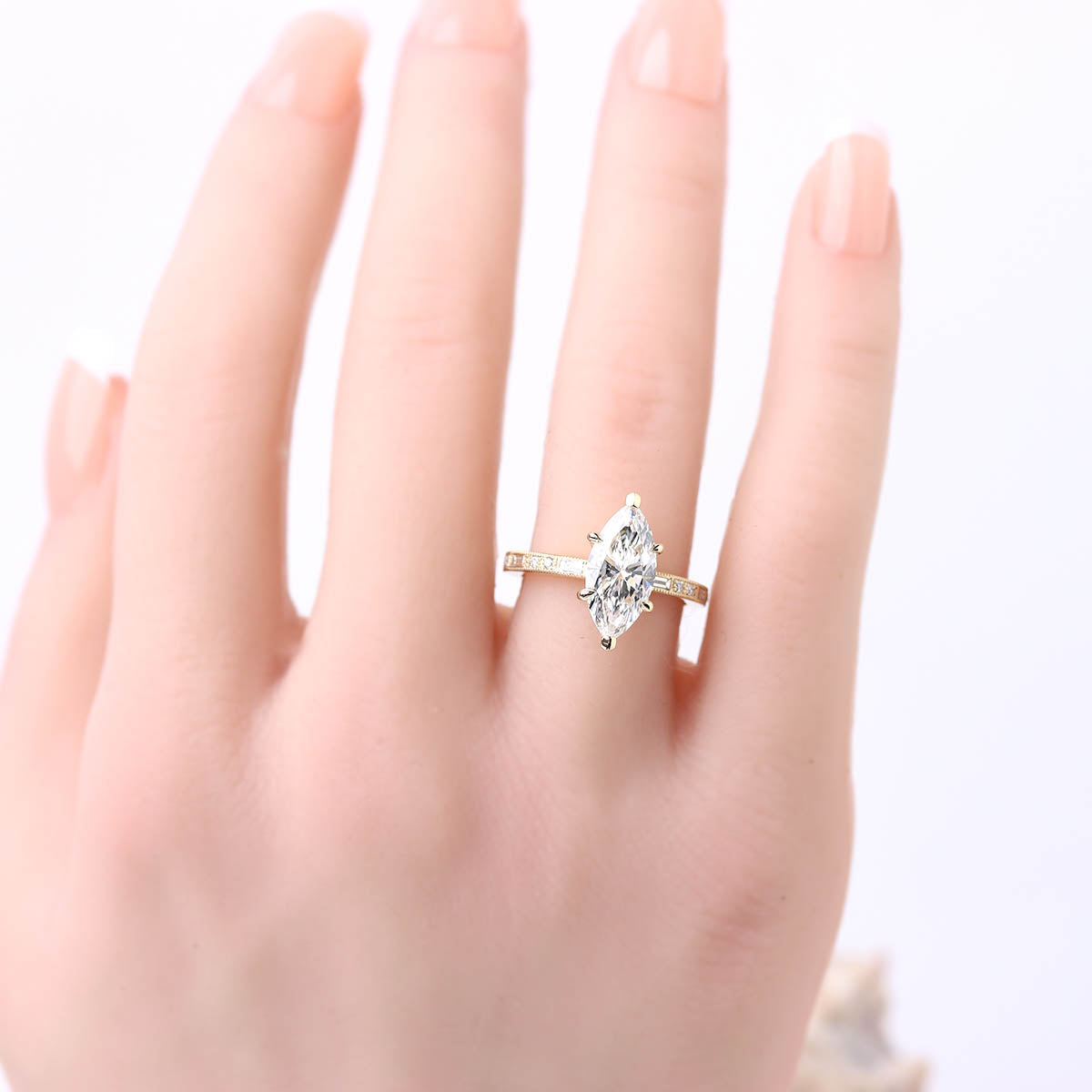 Replica Art Deco Marquise Diamond Engagement Ring #3708MQ-2 - Engagement Rings