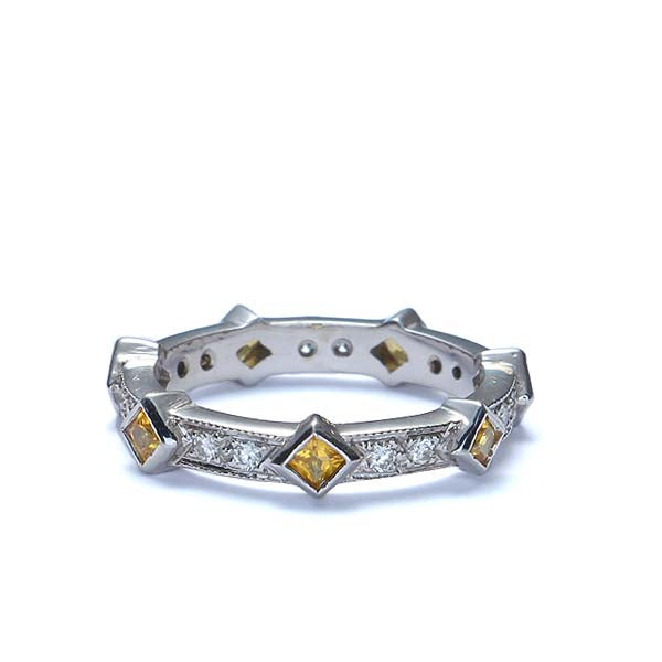 Vintage inspired yellow sapphire band #L2110SAP 18K - Leigh Jay & Co.