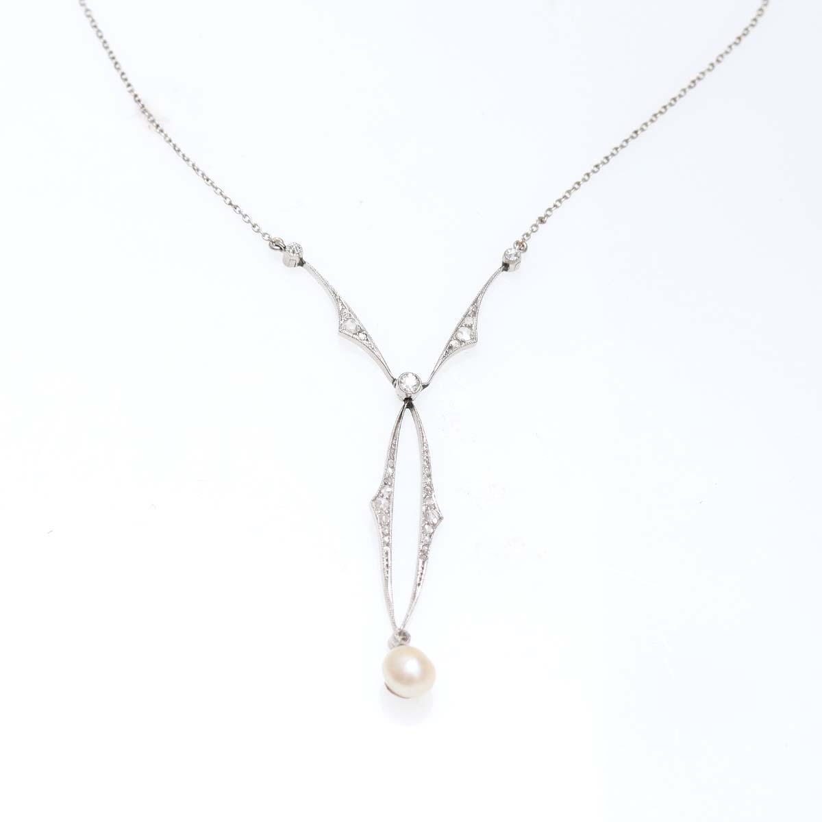Edwardian Diamond and Pearl Necklace #VN230826
