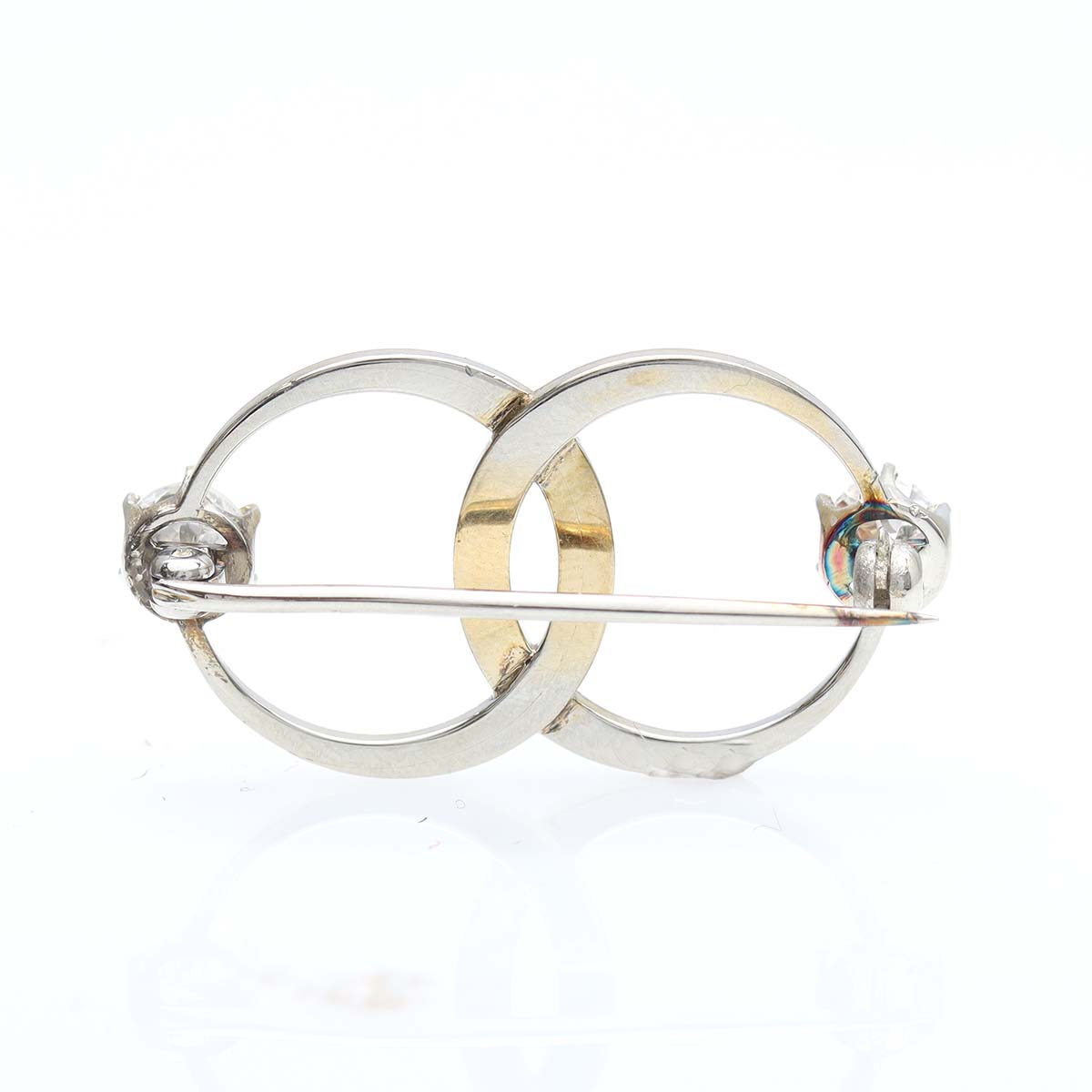 Edwardian Diamond and Pearl Double Circle Pin #VP1206C