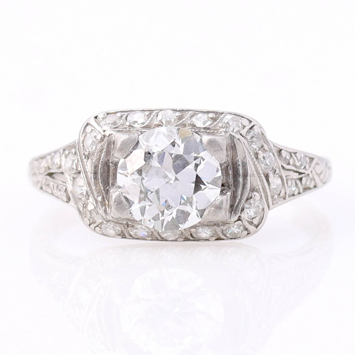 Art Déco 1920s Platinum & Diamond Engagement Ring #VR260611-4