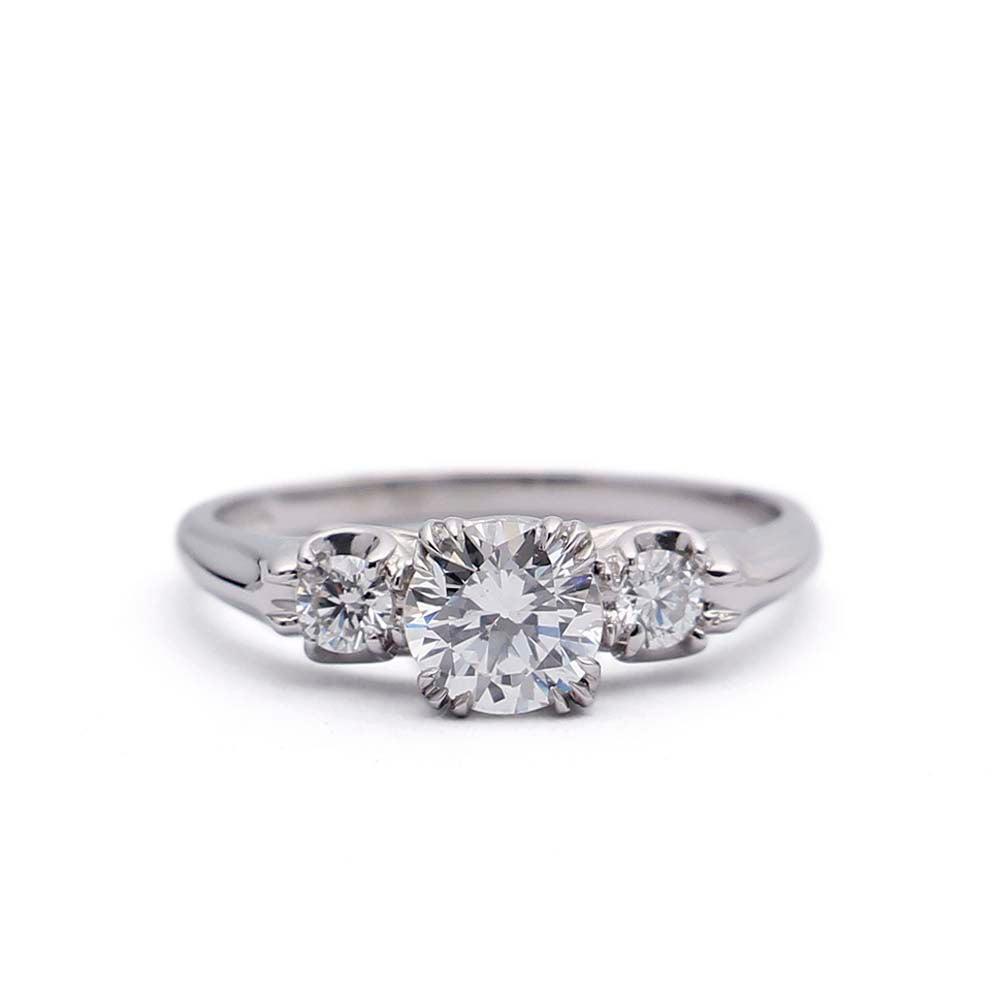 Replica 1930s Engagement ring set with a vintage diamond. #1228-3 - Leigh Jay & Co.
