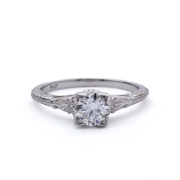 Replica Art Deco  Engagement Ring with a vintage Diamond #1946-19 - Leigh Jay & Co.