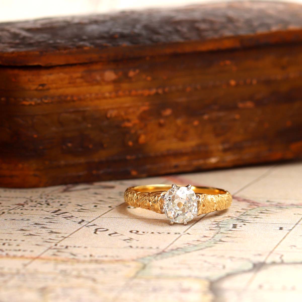 Replica Art Nouveau Engagement Ring with Old Mine Diamonds #2506-1 Default Title