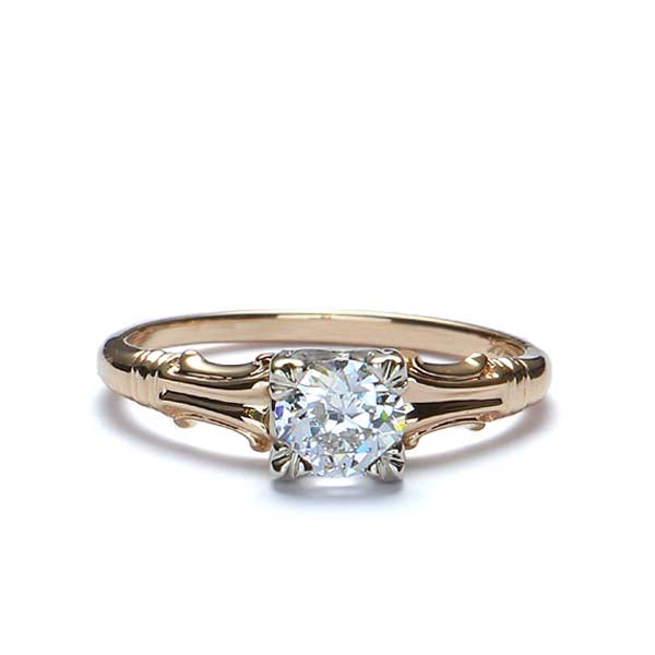 Replica Art Deco Engagement Ring set with an Antique diamond. #2591-06 - Leigh Jay & Co.