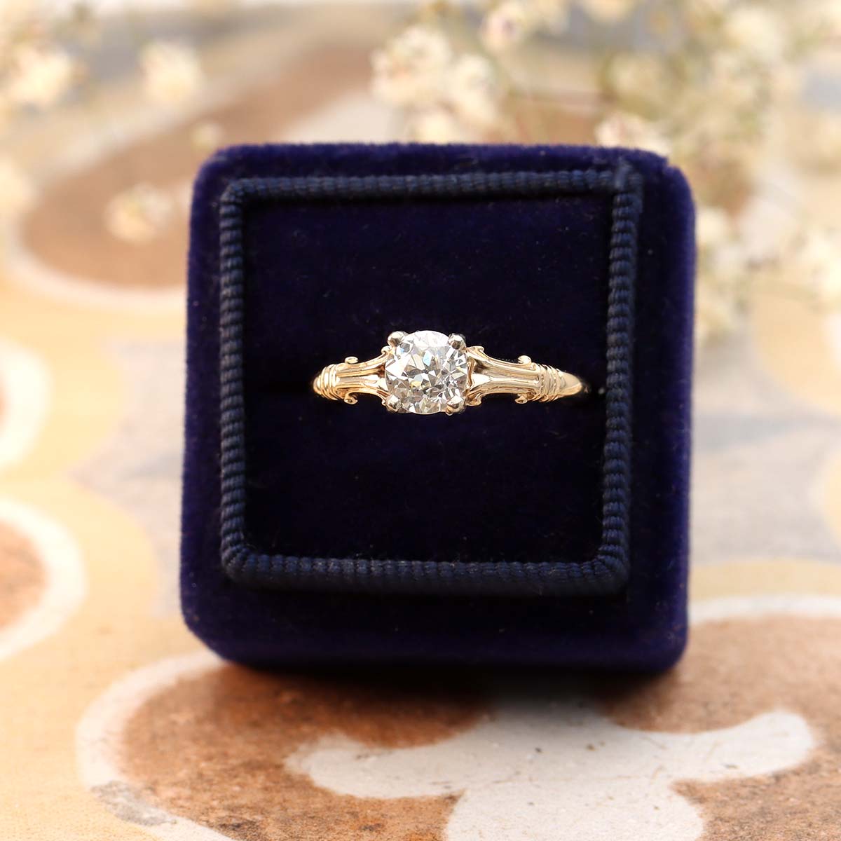 Replica Art Deco Engagement Ring set with an Antique diamond. #2591-7