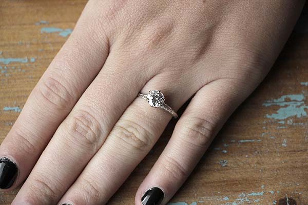 Hand Engraved Edwardian Inspired Solitaire Engagement ring #3233HE-7 - Leigh Jay & Co