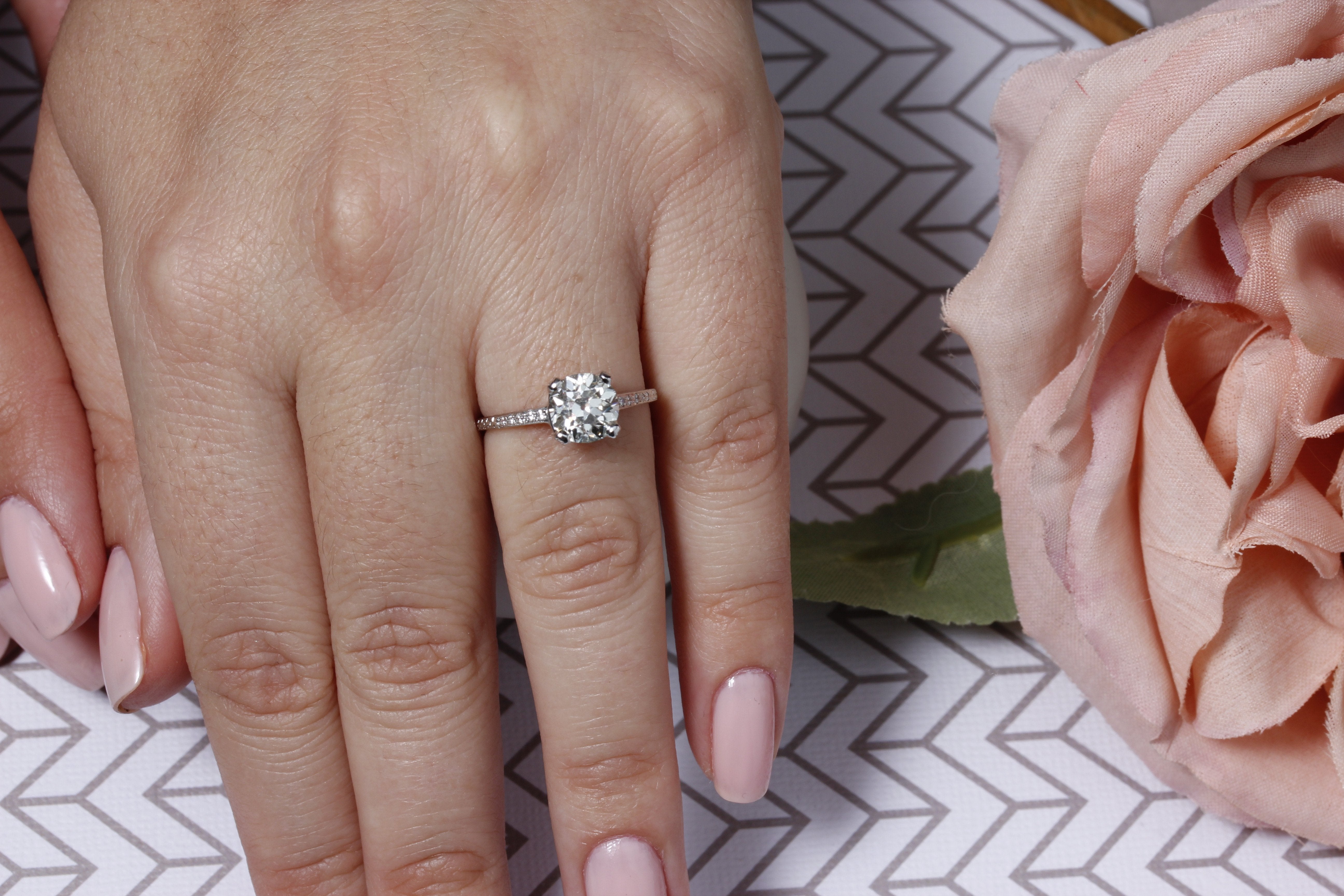 Replica Art Deco Engagement Ring with Vintage Diamond #3299-3 Default Title