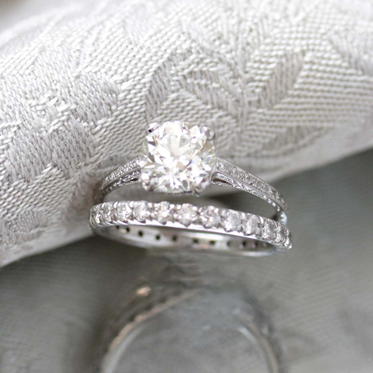 Replica Art Deco Engagement Ring with Vintage Diamond #3299-3 Default Title