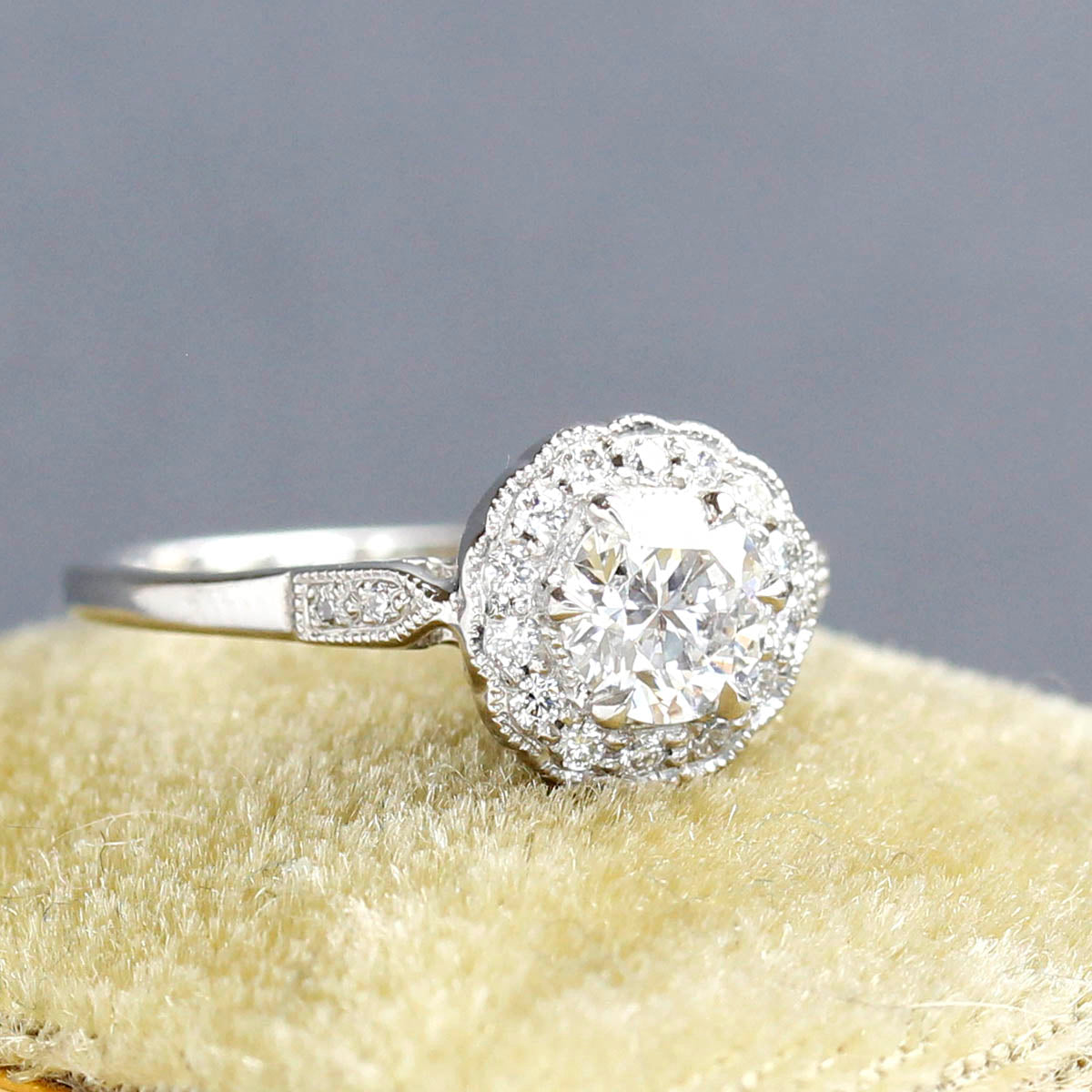 Vintage inspired Diamond Halo Engagement Ring #3306-10 Default Title
