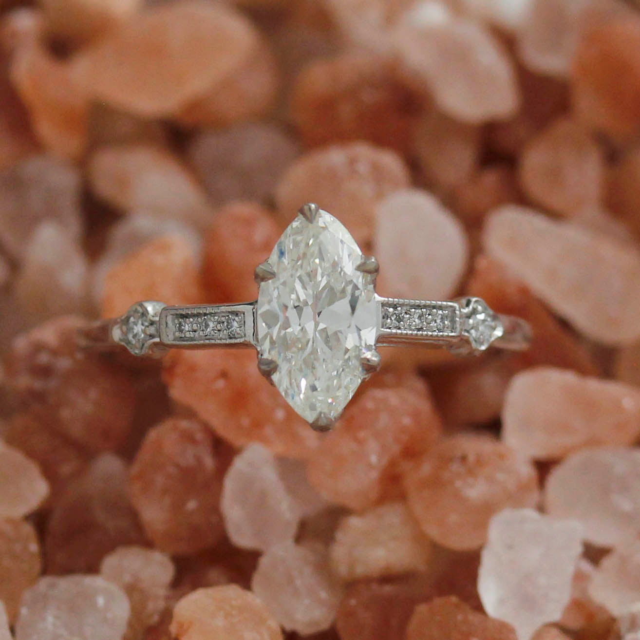 Engagement Ring with Vintage Marquise Diamond #3315-2 Default Title