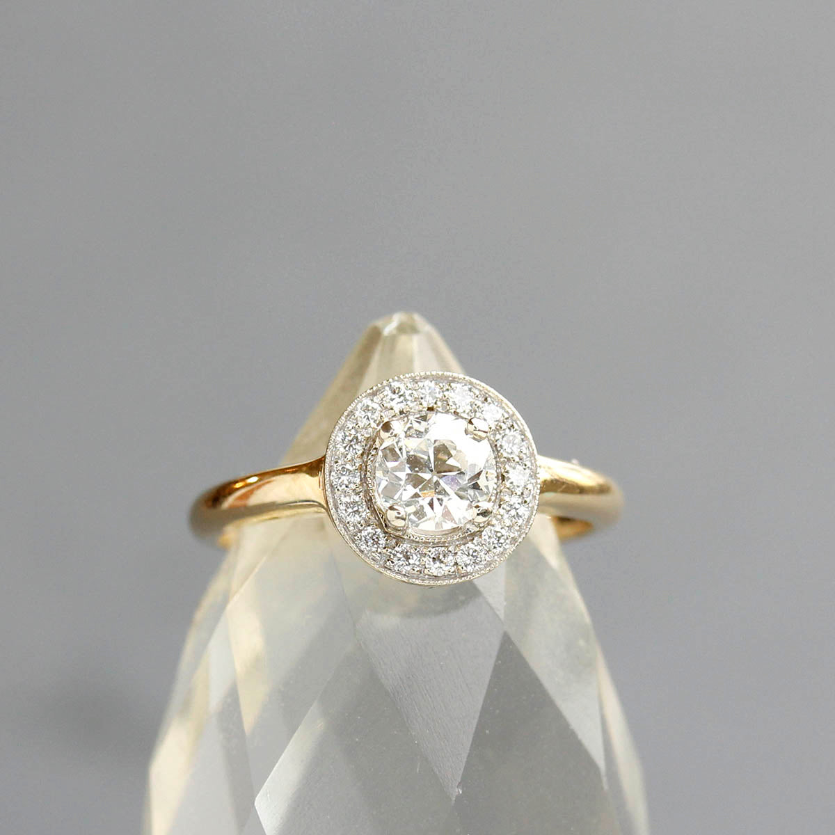 Replica Art Deco "halo" engagement ring set with a vintage diamond #3389-01 - Leigh Jay & Co