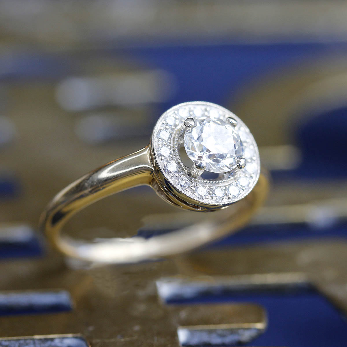 Replica Art Deco "halo" engagement ring set with a vintage diamond #3389-01 Default Title