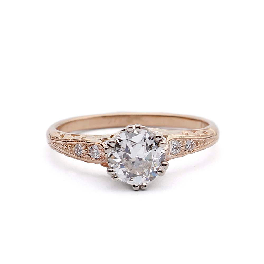 Replica Edwardian Engagement Ring with Vintage Diamond #3421-1 - Leigh Jay & Co.