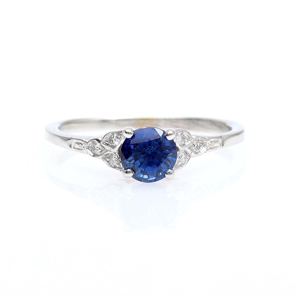 Floral Sapphire and Diamond Engagement Ring #3619-1