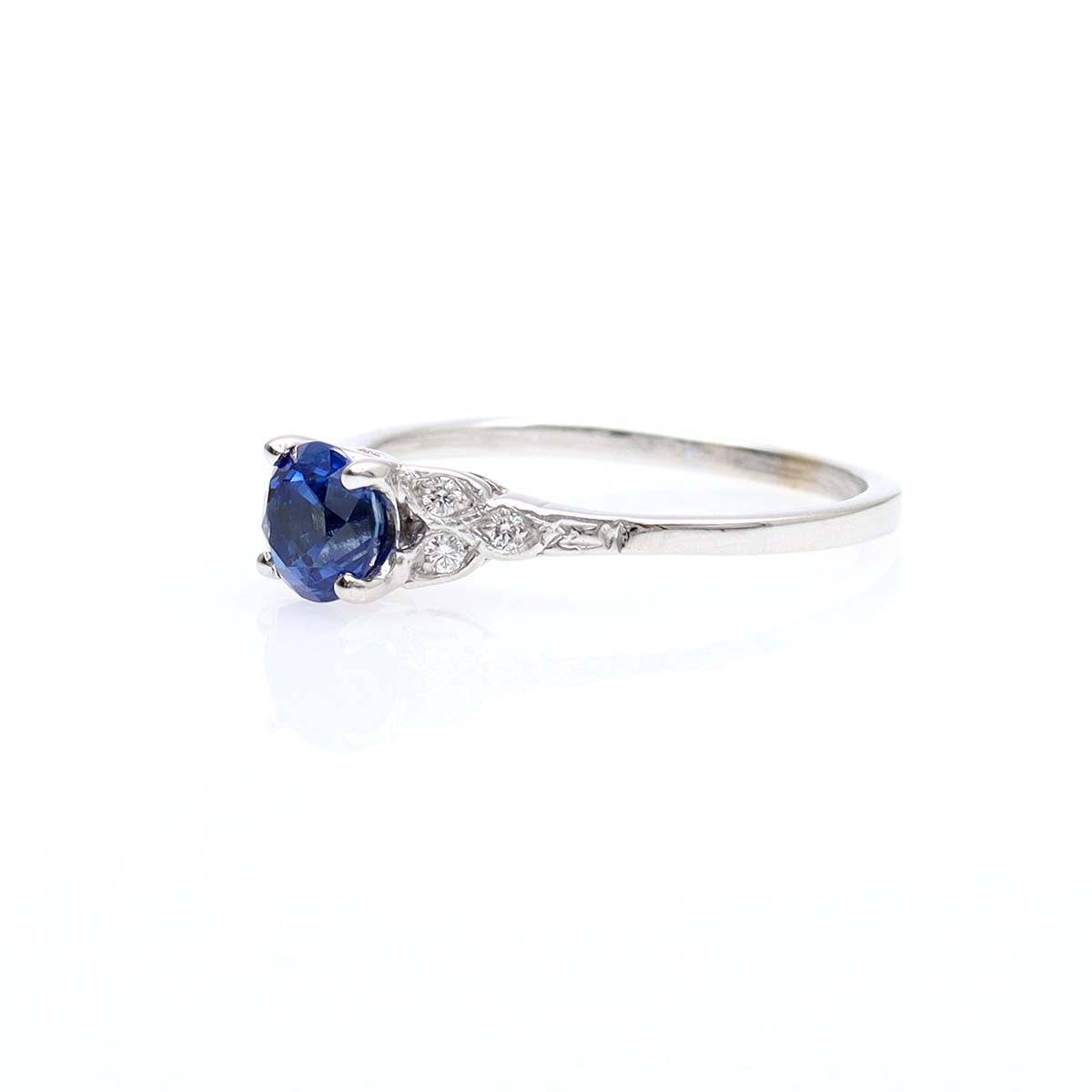 Floral Sapphire and Diamond Engagement Ring #3619-1