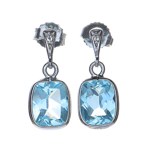 Sterling Silver and Blue Topaz  Drop Earrings. #7275E-BT - Leigh Jay & Co.