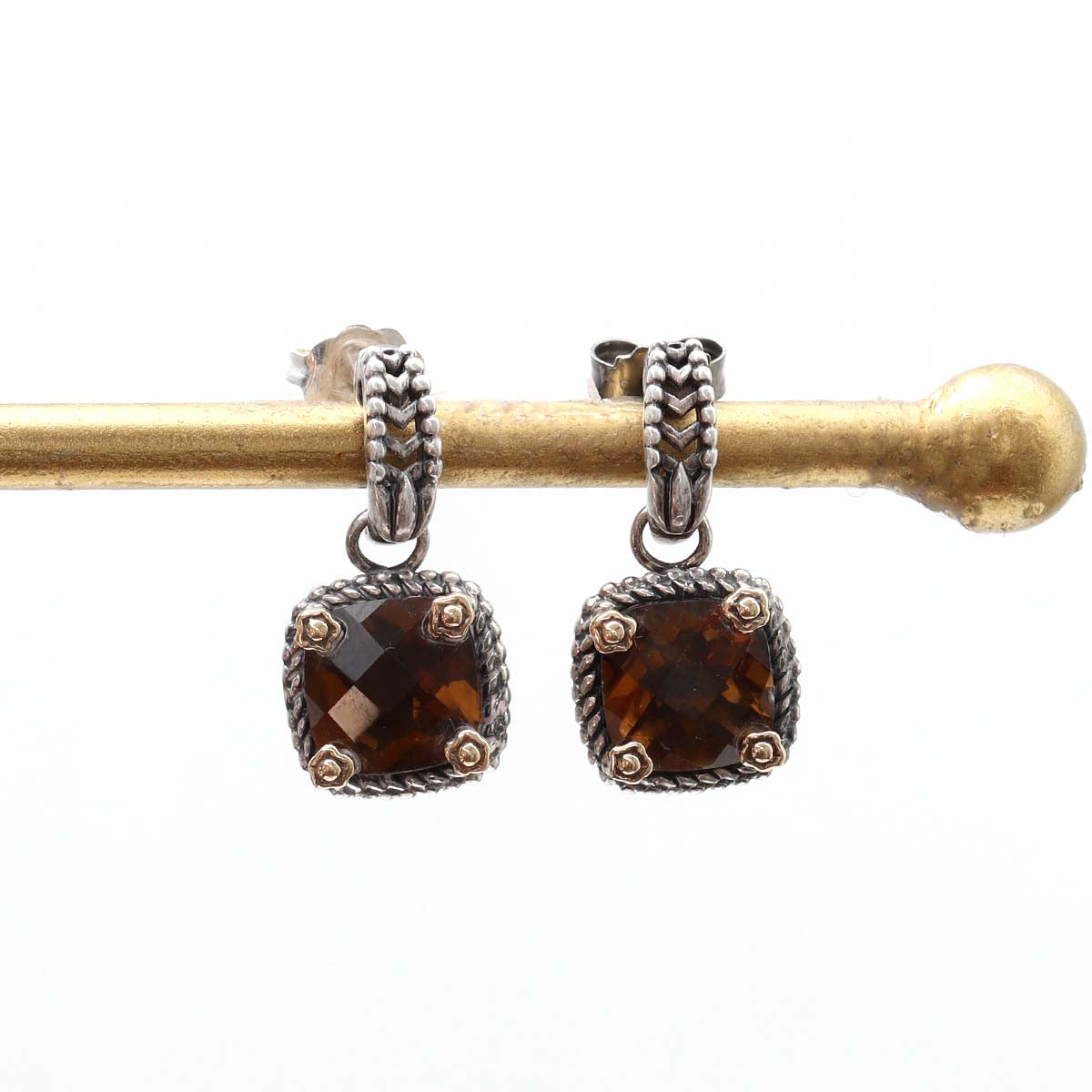Vintage Inspired Yellow Topaz and Sterling Silver Drop Earrings  #8009E-YT