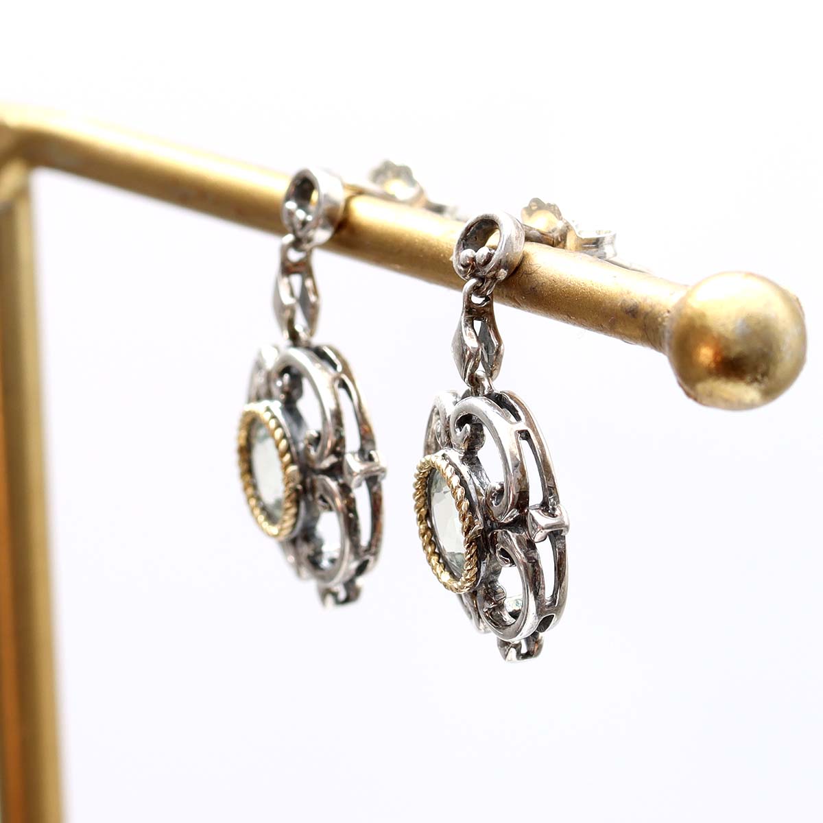 Vintage Inspired Green Amethyst Drop Earrings #8044E-GA