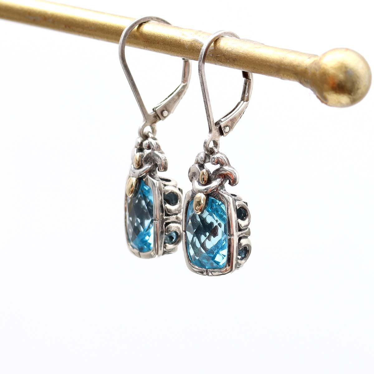 Vintage Inspired Blue Topaz and Sterling Silver Earrings #8117E-BT