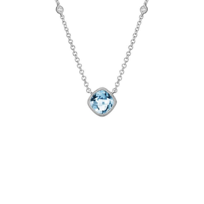 Cushion Cut Aquamarine and Diamond Necklace #N3485-01