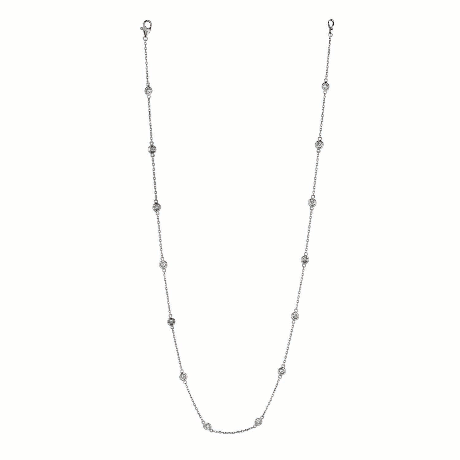 14k White Gold 1 ct Station Necklace #DC14W7-18