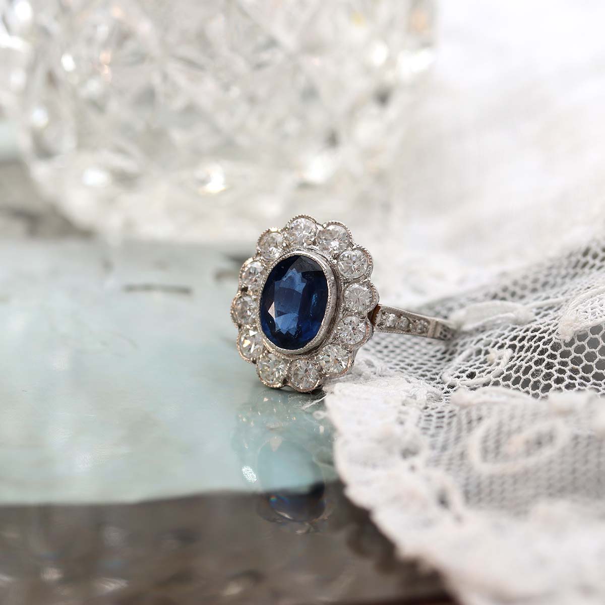 Art Déco Sapphire and Diamond Ring #VR221103-4