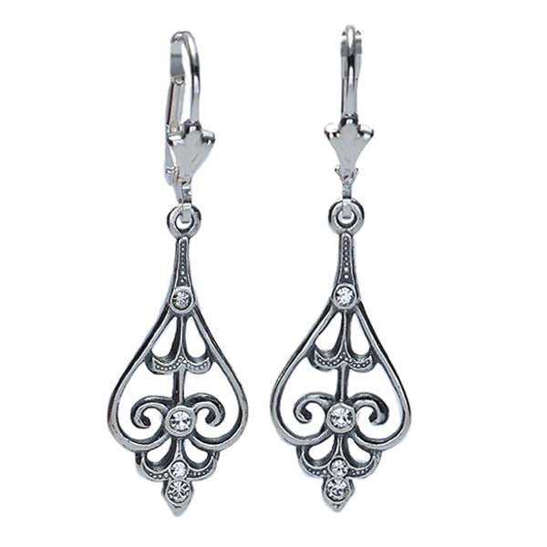Vintage inspired Silver drop earrings. #E79831 - Leigh Jay & Co.