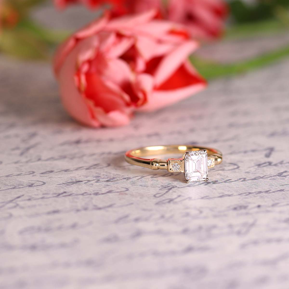 The Eleanor Emerald Cut Diamond Engagement Ring #3611-1 Default Title