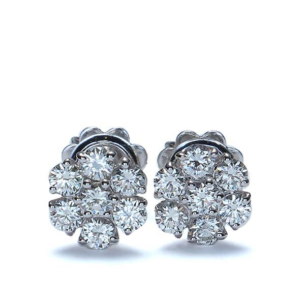 Vintage Style Diamond Flower Cluster Earrings #ES990-2 - Leigh Jay & Co.