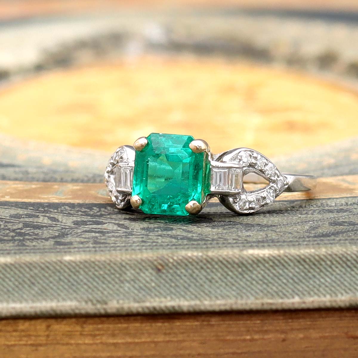 Art Deco Columbian Emerald Ring #VR231013-3