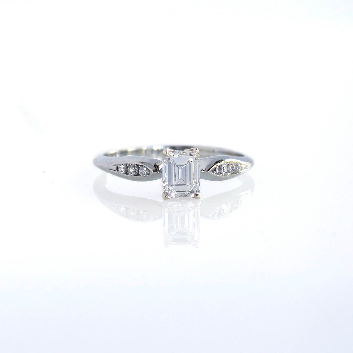 Circa 1940's Emerald Cut Diamond Engagement Ring #VR200812-1