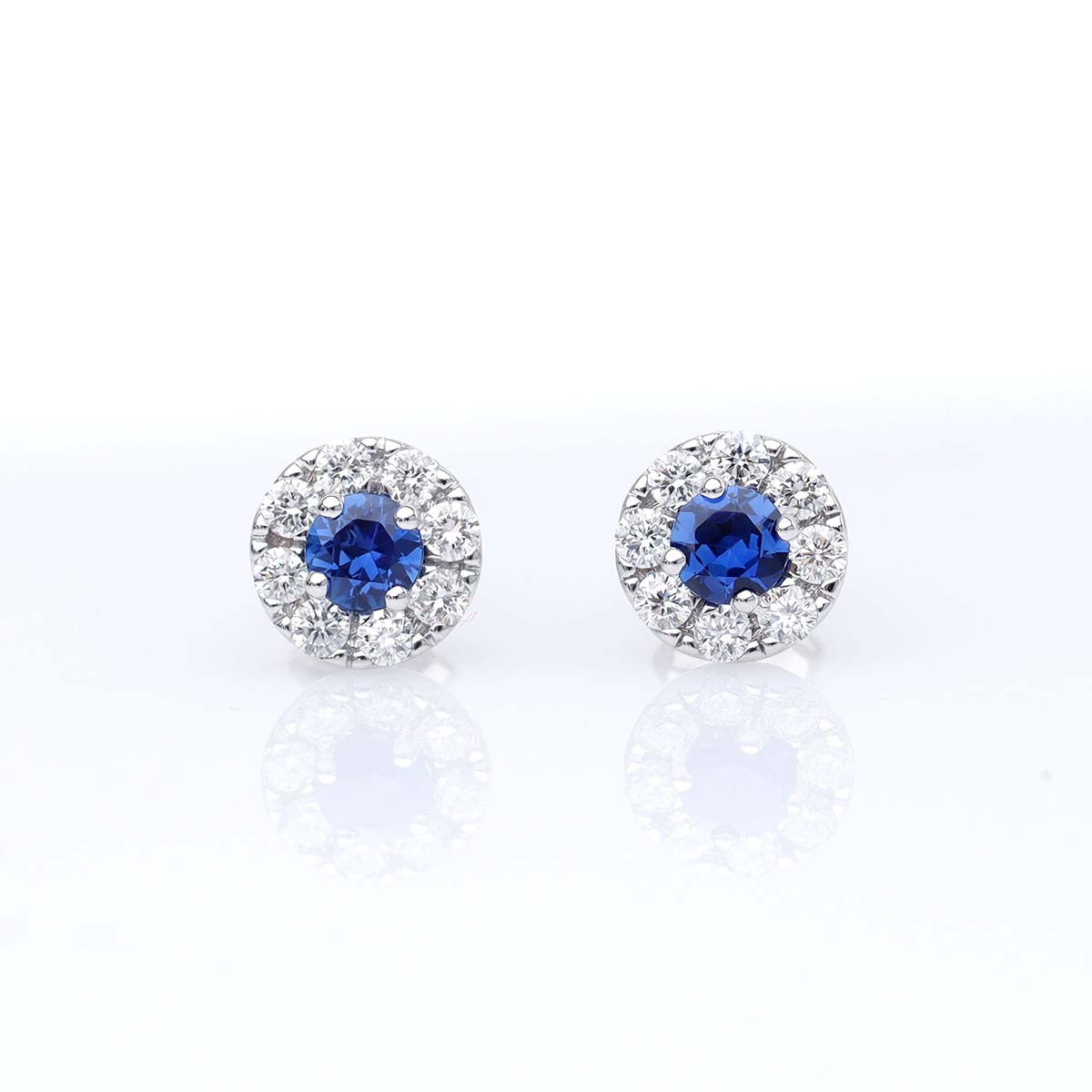 Diamond and Sapphire Halo Earrings #ER3609S