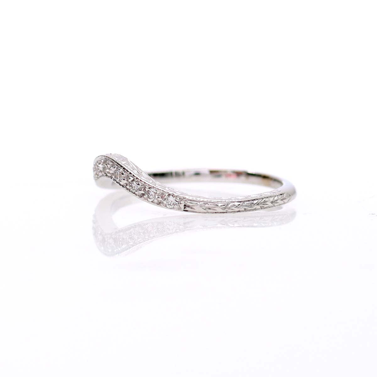14k White Gold Curved Diamond Band #L1002W14 Default Title