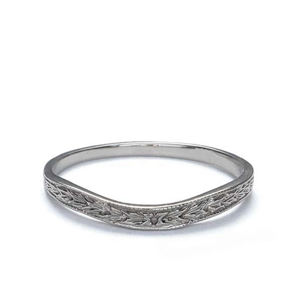14k White Gold Curved Diamond Band #L1011W14-1 - Leigh Jay & Co.