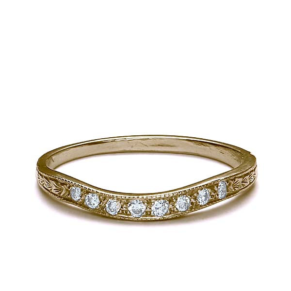 14k Yellow Gold Curved Diamond Band #L1120Y14 - Leigh Jay & Co.