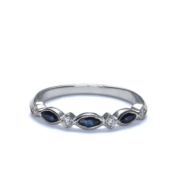 18k Diamond Wedding Band  Sapphires #L2413WSW18-1