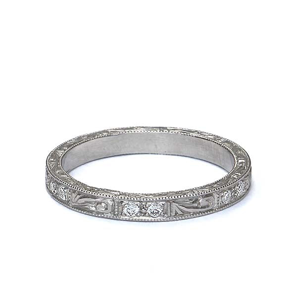 Wedding Band with  Diamonds and swirl  Design #L3159WB