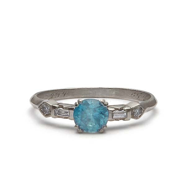 Art Deco ring with Blue Zircon #R180618-15