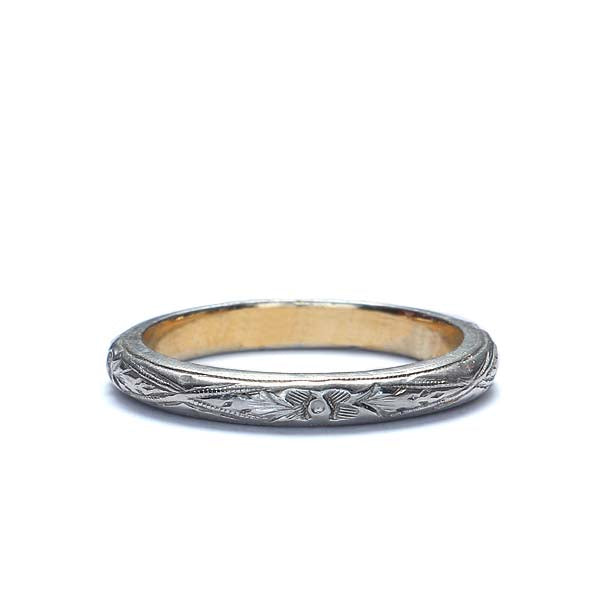Antique Platinum and Gold Wedding Band. #R302-09 - Leigh Jay & Co.