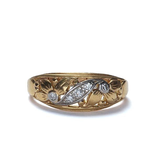 Antique Diamond  band with floral accents #R328-10